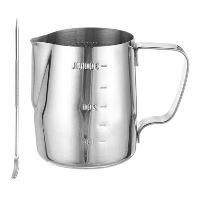 Stainless Steel Milk Frothing Pitcher With Lid - 600mL Coffee Steaming Jug For Latte Art