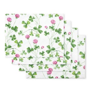 Martha Stewart Clover Meadow Placemat Set 4-Pack, St. Patrick's Day, White/Green, 13"x17.5" - 1 of 4