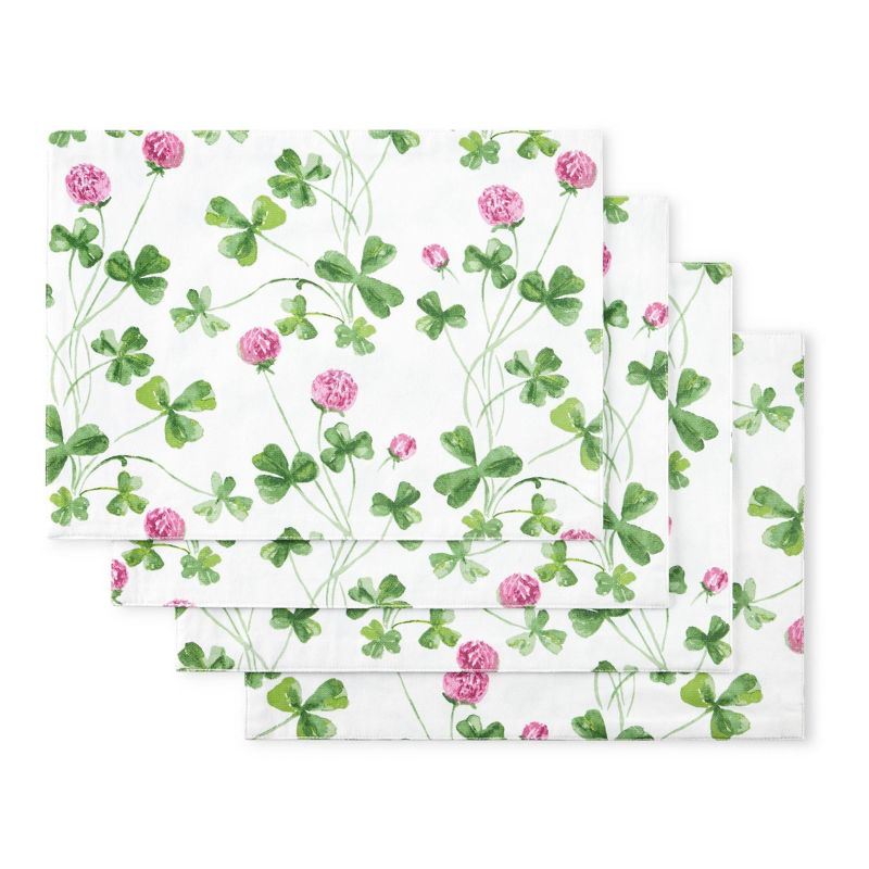 Martha Stewart Clover Meadow Placemat Set 4-Pack, St. Patrick's Day, White/Green, 13"x17.5", 1 of 6