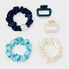 Claw Hair Clip and Hair Twister Set 5 pc - A New Day™ Blue/Cream - 2 of 4