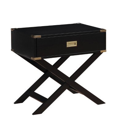 Danner Contemporary Gold Corner Accent Side Table Black - HOMES: Inside + Out