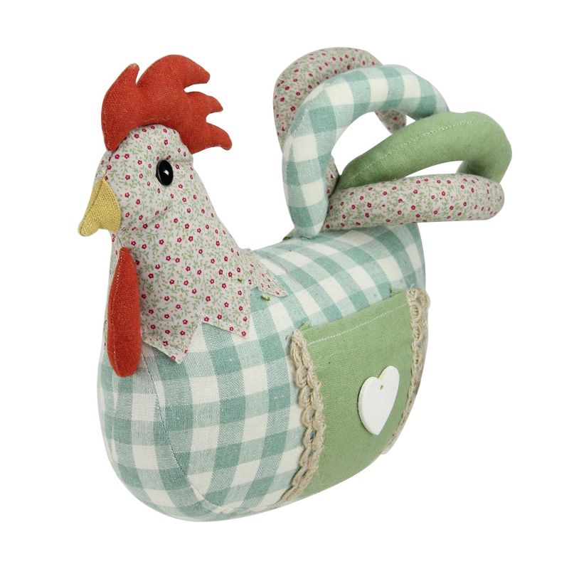 Northlight 9.5" Country Farmhouse Plaid Fabric Rooster Spring Decoration, 2 of 4