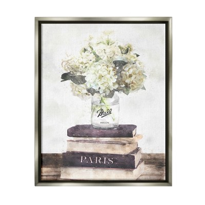 Stupell Industries Delicate White Florals on Parisian Bookstack