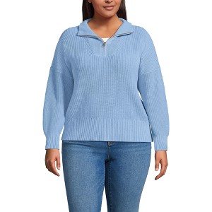 Lands' End Women's Drifter Shaker Wedge Quarter Zip Sweater - 1 of 3