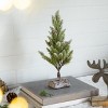 SEVOBAL Party Decorations and Accessories Set of 2 Christmas PVC Trees on Wood Base with Snow for Holiday Decor, Green, 14"*12"*18" - 2 of 4