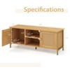 Costway TV Stand for TVs up to 55” PE Rattan Weaving Media Console Table w/ 2 Cabinets & Open Shelf Farmhouse Entertainment Center w/ 2 Cable Holes - 3 of 4