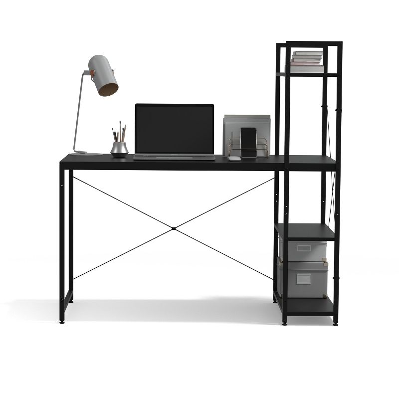 Glenwillow Home Ames Reversible Gaming Computer Desk with Adjustable Shelves, Home Office Desk, Grommet Cable Management, Leveler Feet, Easy Assembly, 3 of 11