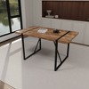 NicBex Dining Table Set for 4 Modern Counter Height Table with Wooden Tabletop, Geometric Legs and 4 Suede Chairs for Kitchen - 3 of 4