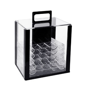 GSE 1,000pcs Acrylic Poker Chip Carrier, Casino Poker Chips Case with 10 Poker Chip Tray/Holder - 1 of 4