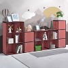 Kings Brand Furniture Dothan Wood 2-Cubed Closed Bookcase - Storage Shelf Organizer Bookshelf - 3 of 4