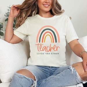 Simply Sage Market Women's Teacher Livin' The Dream Rainbow Short Sleeve Graphic Tee - 1 of 1