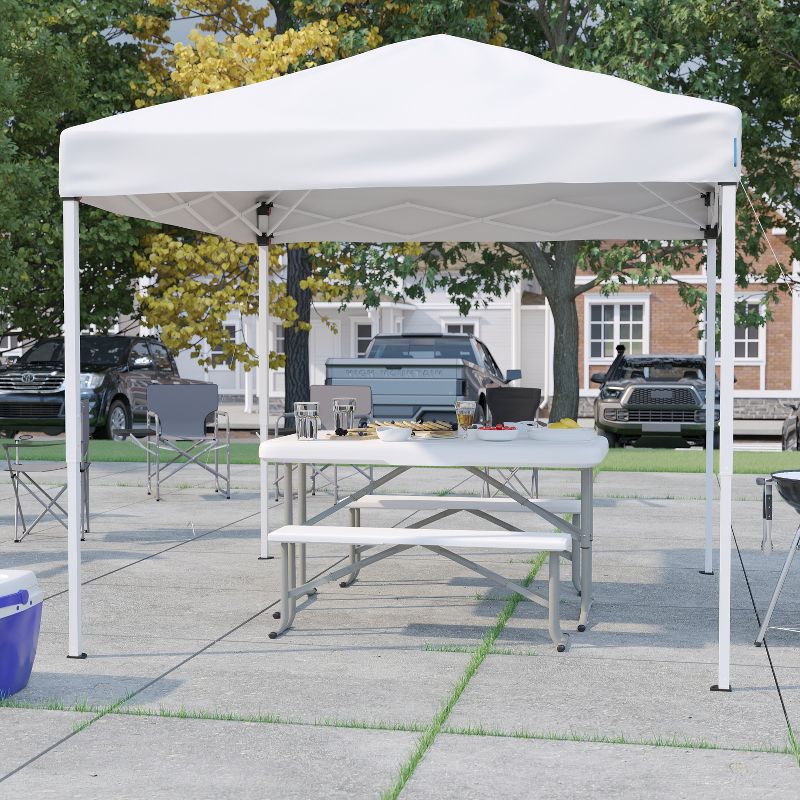 Flash Furniture 8'x8' Pop Up Event Canopy Tent with Carry Bag and Folding Bench Set - Portable Tailgate, Camping, Event Set, 3 of 11