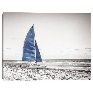 22" x 28" Catamaran Band by Flo Minton Canvas Art Print Blue - Masterpiece Art Gallery: Coastal Scene, Unframed Wall Decor - 1 of 4