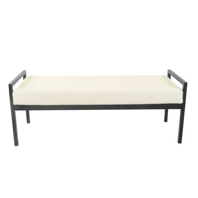 Modern Metal Faux Shearling Bench Cream Homepop Target