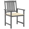 vidaXL Patio Chairs with Cushions 2 pcs Gray Solid Acacia Wood - 3 of 4
