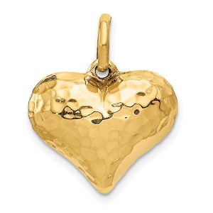 Black Bow Jewelry 14k Yellow Gold Hollow Faceted Puffed Heart Charm or Pendant, 18mm - 1 of 4