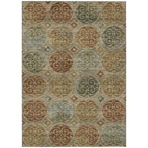 Taupe Green And Gold Trellis Washable Indoor Outdoor Area Rug - 1 of 4
