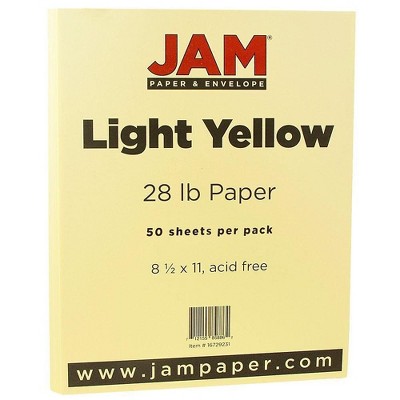 JAM Paper Matte 28lb Paper 8.5 x 11 Light Yellow 50 Sheets/Pack (16729231)