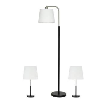 58" 3pc Table/Floor Lamp Sets (Includes LED Light Bulb) Black - Cresswell Lighting