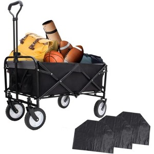 RISOKEYS Collapsible Foldable Beach Wagon Cart with 3pcs Waterproof Liner Bags & Strapping System, 360lbs Capacity,360° All-Terrain Wheels - 1 of 4