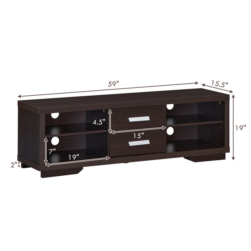Costway TV Stand Entertainment Center Hold up to 65'' TV with Storage Shelves & Drawers, 3 of 11