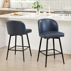 Spruce&Spring Counter Height Swivel Barstool with Metal Legs Set - 1 of 4