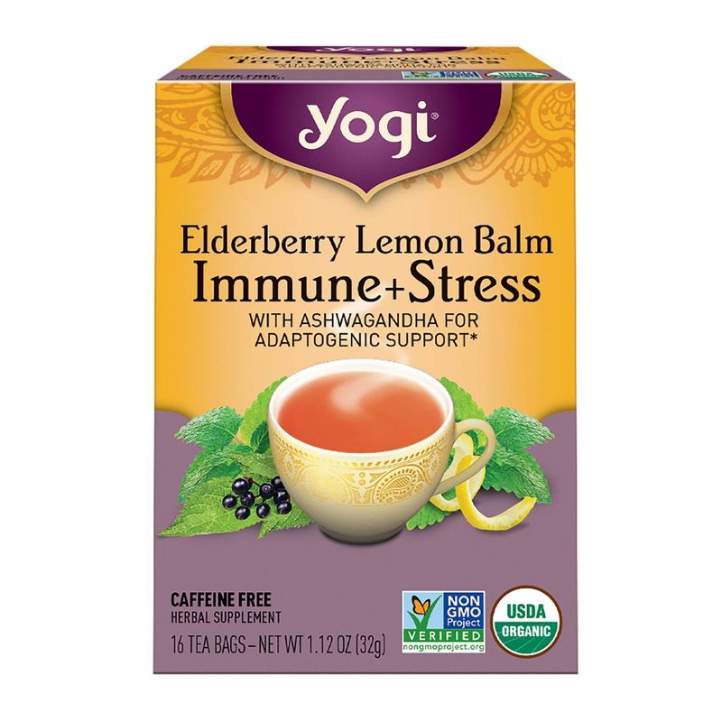 Yogi Tea Elderberry Lemon Balm Immune + Stress - 16ct, 1 of 8