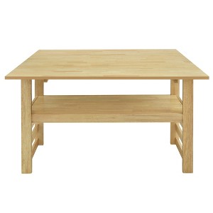 Gulches5-Piece Extendable Dining Table Set, 47.2" Drop Leaf Table with 4 Upholstered Chairs & Storage Shelf, Natural for Small Spaces - 1 of 4