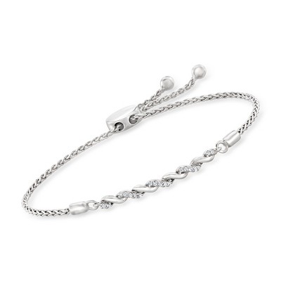 Pure Collection by Ross-Simons Sterling Silver Twist Bolo Bracelet With Diamond Accents Size