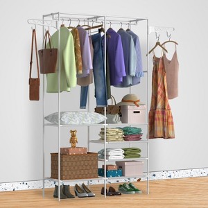 Metal Garment Rack Shoe Clothing Organizer Shelves - 1 of 4