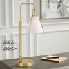 360 Lighting Brynn 25 1/2" High Industrial Desk Lamp Dual USB Port Gold Brass Finish Metal Single White Cone Shade Home Office Living Room Charging - 2 of 4