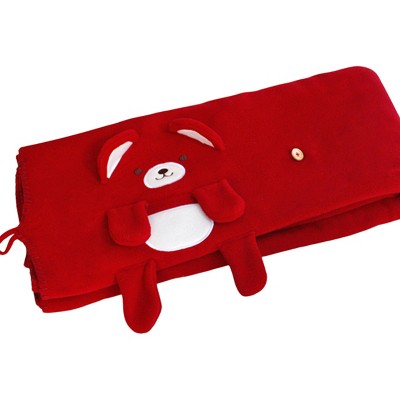 Slickblue Happy Bear Embroidered Coral Fleece Blanket - Soft & Cozy, 42.5" x 59.1", Machine Washable, Available in 5 Colors