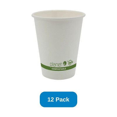 Planet+ 8 oz Compostable Hot Cup PLA Lined SFI Paper - Pack of 12