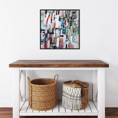 Abstract Cityscape Brush Marks Canvas Wall Art in Black Frame