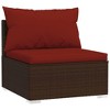 vidaXL 3 Seat Patio Sofa - Durable Brown Poly Rattan with Cushions - Water Resistant for Outdoor Use - Modular Design for Flexible Seating - 3 of 4