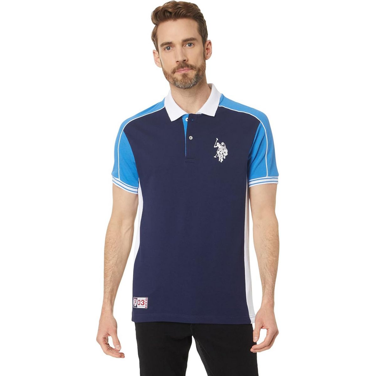 U.S. Polo Assn. Men's Slim Fit Double Collar Pique Polo Shirt
