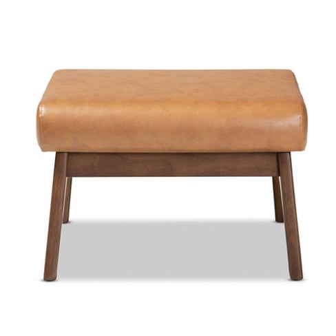 Tan faux outlet leather ottoman