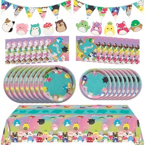 Treasures Gifted Squishmallows Party Supplies - Complete Set for 24 Guests - Plates, Tablecloth, Banner & Napkins - 1 of 4