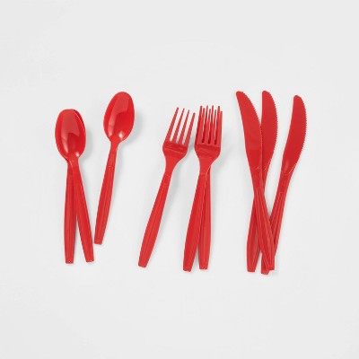 60ct Disposable Flatware Set Red - Wondershop™