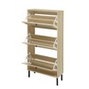 Vatros Rattan 3 Door Shoe Rack Freestanding Modern Shoe Storage Cabinet - 3 of 4