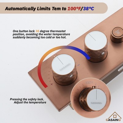 Brushed Rose Gold Stainless Steel Ceiling Mounted Shower System