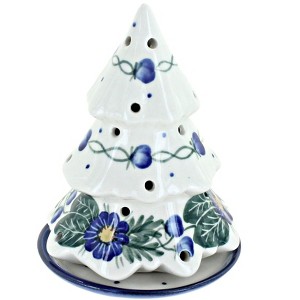 Blue Rose Polish Pottery 44A WR Unikat Christmas Tree Luminary - 1 of 2