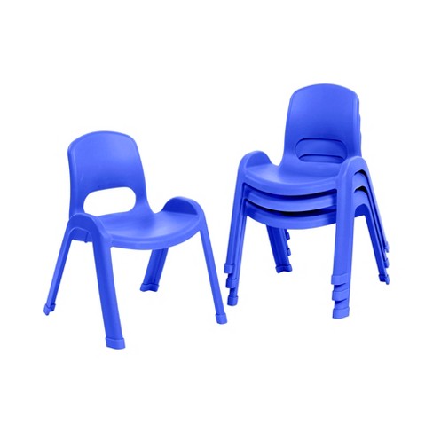 ECR4Kids SitRight Plastic Children’s Chair, 11in Seat Height, 4-Pack - Blue