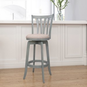 30" Savana Swivel Barstool Blue Wirebrush/Cream: Upholstered, Wood Frame - Hillsdale Furniture - 1 of 4
