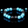 West Coast Jewelry Men's Polished Turquoise and Onyx Stone Bead Adjustable Bracelet (10mm) - 2 of 4