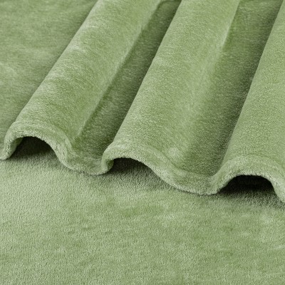 Sage Green Fleece Throw Blanket for Sofa Couch