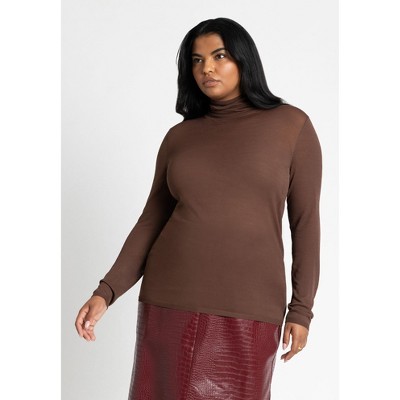 ELOQUII Women's Plus Size Sheer Lightweight Turtleneck Sweater