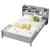 Twin/Full Size Platform Bed Frame with Bookcase Headboard, LED Motion Sensor Light & Guardrails - ModernLuxe - 4 of 4