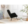 Tufted Teddy Fabric Rocking Nursery Chair with Wide Back and Wooden Legs,Upholstered Glider for Living Room or Bedroom-Baofuwish - 3 of 4