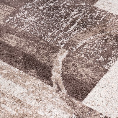 Brown Abstract Circle Design Easy Care Area Rug 3'3" x 5'